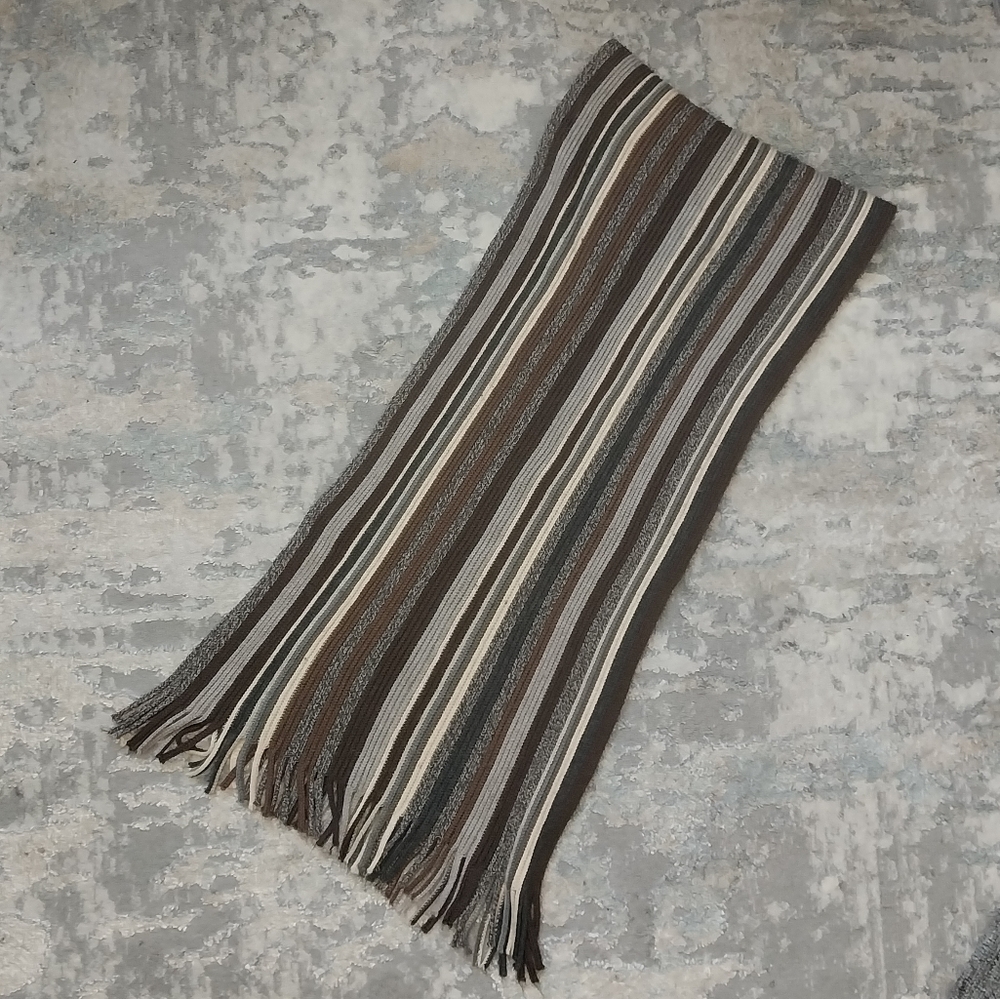Brown Neutral Striped Scarf